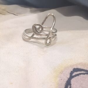 Elegant "A" Silver Wire Wrap Ring Hand Crafted Size 7.5